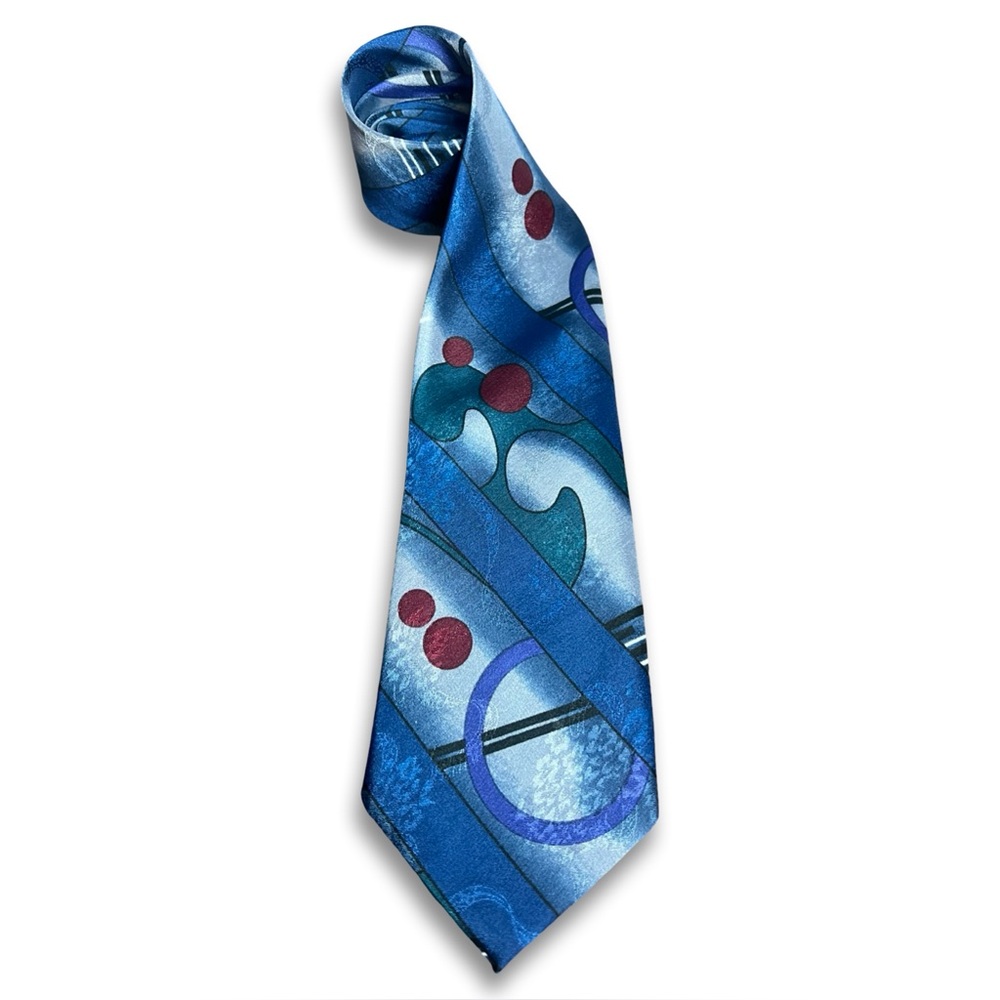 Empiere Armani Italy Vintage Men’s Blue Abstract Silk Necktie 57”